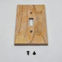 Load image into Gallery viewer, Hand Painted Cherry wood Switch / Cover / Wall plate for Toggle switch - Midsized. Gold henna inspired designs on solid wood