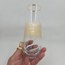 Load image into Gallery viewer, Hand Painted crystal champagne glasses - intricate henna inspired art in Gold.