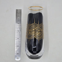 Load image into Gallery viewer, Hand Painted crystal champagne glasses - intricate henna inspired art in Gold.