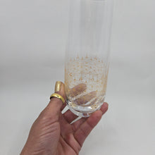 Load image into Gallery viewer, Hand Painted crystal champagne glasses - intricate henna inspired art in Gold.