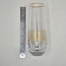Load image into Gallery viewer, Hand Painted crystal champagne glasses - intricate henna inspired art in Gold.