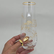 Load image into Gallery viewer, Hand Painted crystal champagne glasses - intricate henna inspired art in Gold.