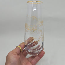 Load image into Gallery viewer, Hand Painted crystal champagne glasses - intricate henna inspired art in Gold.