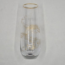 Load image into Gallery viewer, Hand Painted crystal champagne glasses - intricate henna inspired art in Gold.