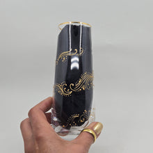 Load image into Gallery viewer, Hand Painted crystal champagne glasses - intricate henna inspired art in Gold.