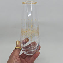 Load image into Gallery viewer, Hand Painted crystal champagne glasses - intricate henna inspired art in Gold.