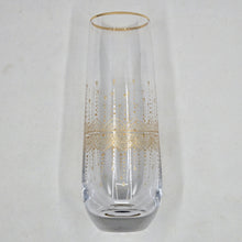 Load image into Gallery viewer, Hand Painted crystal champagne glasses - intricate henna inspired art in Gold.