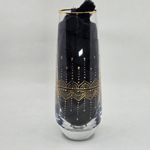 Load image into Gallery viewer, Hand Painted crystal champagne glasses - intricate henna inspired art in Gold.