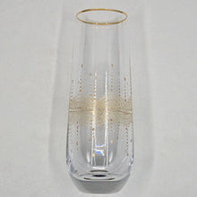 Load image into Gallery viewer, Hand Painted crystal champagne glasses - intricate henna inspired art in Gold.