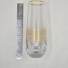 Load image into Gallery viewer, Hand Painted crystal champagne glasses - intricate henna inspired art in Gold.