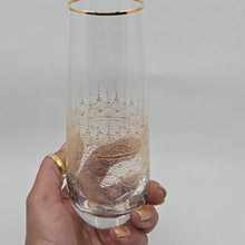 Load image into Gallery viewer, Hand Painted crystal champagne glasses - intricate henna inspired art in Gold.