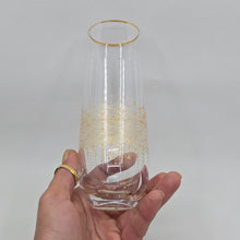 Load image into Gallery viewer, Hand Painted crystal champagne glasses - intricate henna inspired art in Gold.