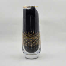 Load image into Gallery viewer, Hand Painted crystal champagne glasses - intricate henna inspired art in Gold.