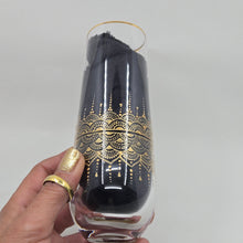 Load image into Gallery viewer, Hand Painted crystal champagne glasses - intricate henna inspired art in Gold.