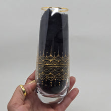 Load image into Gallery viewer, Hand Painted crystal champagne glasses - intricate henna inspired art in Gold.