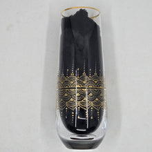 Load image into Gallery viewer, Hand Painted crystal champagne glasses - intricate henna inspired art in Gold.