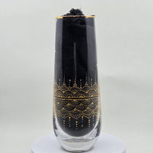 Load image into Gallery viewer, Hand Painted crystal champagne glasses - intricate henna inspired art in Gold.