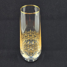 Load image into Gallery viewer, Hand Painted crystal champagne glasses - intricate henna inspired art in Gold.