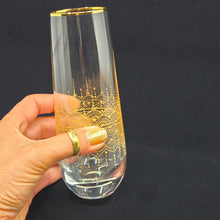 Load image into Gallery viewer, Hand Painted crystal champagne glasses - intricate henna inspired art in Gold.
