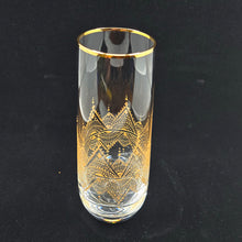 Load image into Gallery viewer, Hand Painted crystal champagne glasses - intricate henna inspired art in Gold.