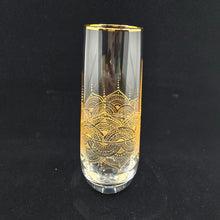 Load image into Gallery viewer, Hand Painted crystal champagne glasses - intricate henna inspired art in Gold.