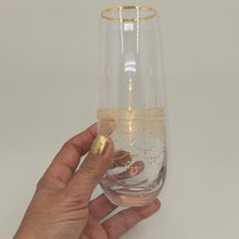 Load image into Gallery viewer, Hand Painted crystal champagne glasses - intricate henna inspired art in Gold.