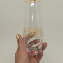 Load image into Gallery viewer, Hand Painted crystal champagne glasses - intricate henna inspired art in Gold.