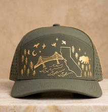 Load image into Gallery viewer, "California" |1-of-1 Hand-Painted 7 panel Snapback