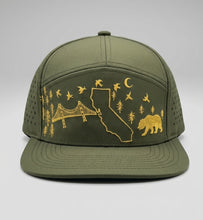 Load image into Gallery viewer, "California" |1-of-1 Hand-Painted 7 panel Snapback