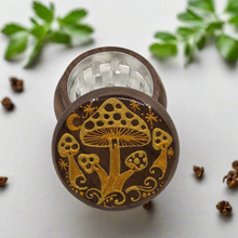 Load image into Gallery viewer, Hand painted herb grinder with mushrooms- smooth grinding