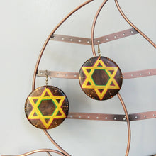 Load image into Gallery viewer, Rasta- Star of David 'red gold and green' -hand painted wood earrings