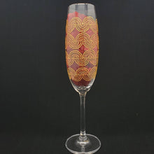 Load image into Gallery viewer, Hand Painted Champagne Glass with intricate Gold Bohemian Henna Designs. Elegant and stunning