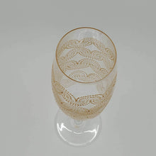 Load image into Gallery viewer, Hand Painted Champagne Glass with intricate Gold Bohemian Henna Designs. Elegant and stunning