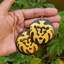 Load image into Gallery viewer, Rasta- Lion of Judah ' gold ' -handpainted wooden earrings