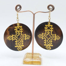Load image into Gallery viewer, Ethiopian/ Coptic Cross - Hand painted wood earrings