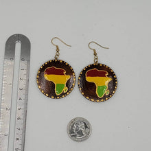Load image into Gallery viewer, Rasta- Africa 'red gold and green' -hand painted wood earrings