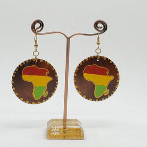 Rasta- Africa 'red gold and green' -hand painted wood earrings