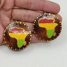 Load image into Gallery viewer, Rasta- Africa 'red gold and green' -hand painted wood earrings