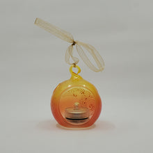 Load image into Gallery viewer, Hand painted and stained ornament/mini lantern in orange and yellow