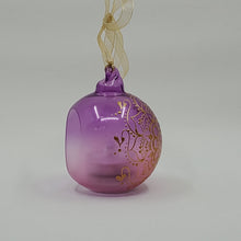Load image into Gallery viewer, Hand painted and stained ornament/mini lantern in purple and pink