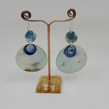 Load image into Gallery viewer, Shell earrings, Large drop- Shades of  Blue
