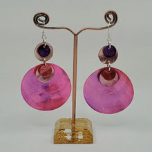 Load image into Gallery viewer, Shell earrings, Large drop- Pinks and Purple
