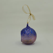 Load image into Gallery viewer, Hand painted and stained ornament/mini lantern in purple and blue