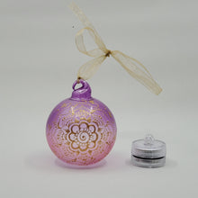 Load image into Gallery viewer, Hand painted and stained ornament/mini lantern in purple and pink