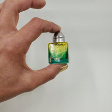 Load image into Gallery viewer, Mini Salt and Pepper shakers / perfume jars - Hand Stained & Painted . Yellow fading to green with intricate gold henna boho designs in gold