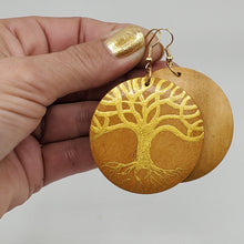 Load image into Gallery viewer, Oakland Tree - hand painted wood earrings
