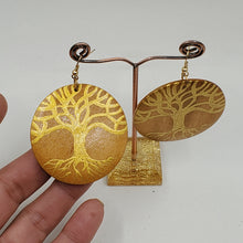 Load image into Gallery viewer, Oakland Tree - hand painted wood earrings
