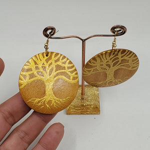 Oakland Tree - hand painted wood earrings