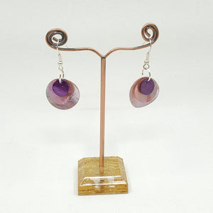 shell earring, circle- Pink and Purple