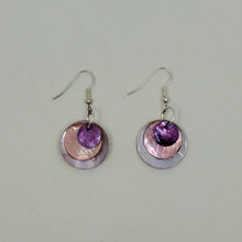 Load image into Gallery viewer, shell earring, circle- Pink and Purple
